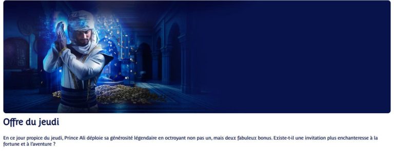 Prince Ali Casino bonus jeudi